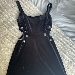 Zara cutout velvet embellished dress